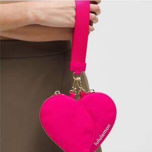 NWT Lululemon Heart Dual Pouch Wristlet In Passionate New Hot Pink
